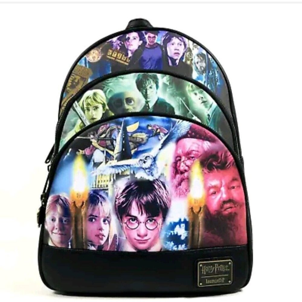 Loungefly Harry Potter Trilogy Triple Pocket Mini Backpack NWT Hagrid Dobby